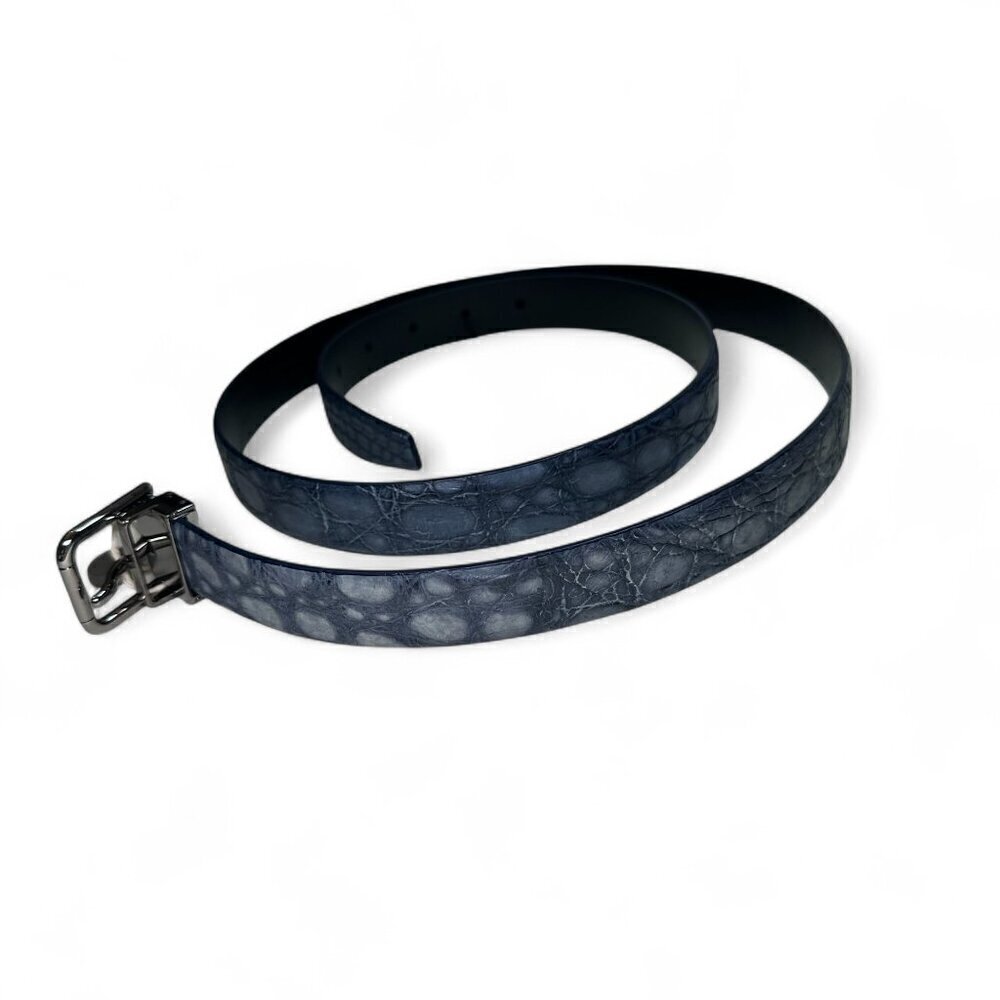 DOLCE & GABBANA Men's Genuine Crocodile Belt Size 110 cm/44 in Blue NWT - Picture 12 of 15